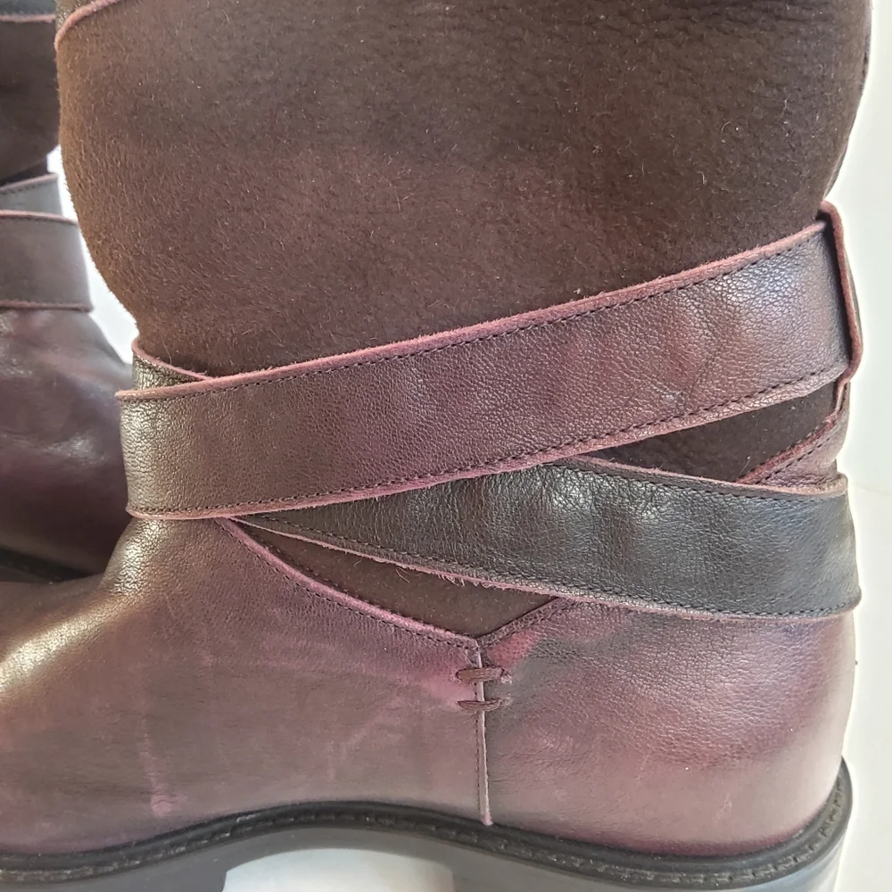 Ross & snow Emilina weatherproof shearling winter moto boots Lug Sole